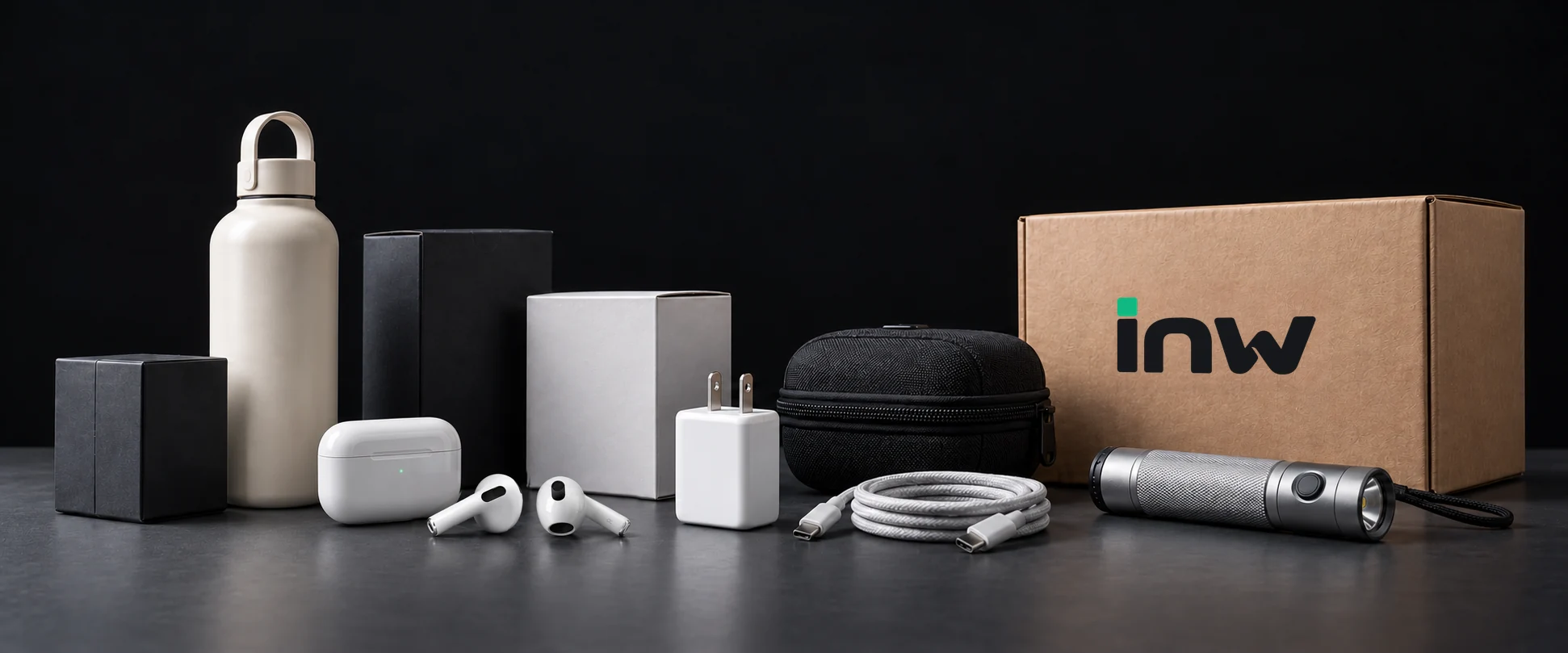 Illustrative product samples and INW packaging